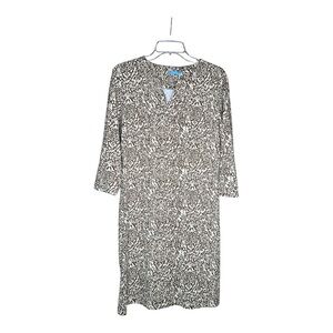 J. McLaughlin Women’s Brown/White Organic Easy Care Fabric Pattern Dress SZ L